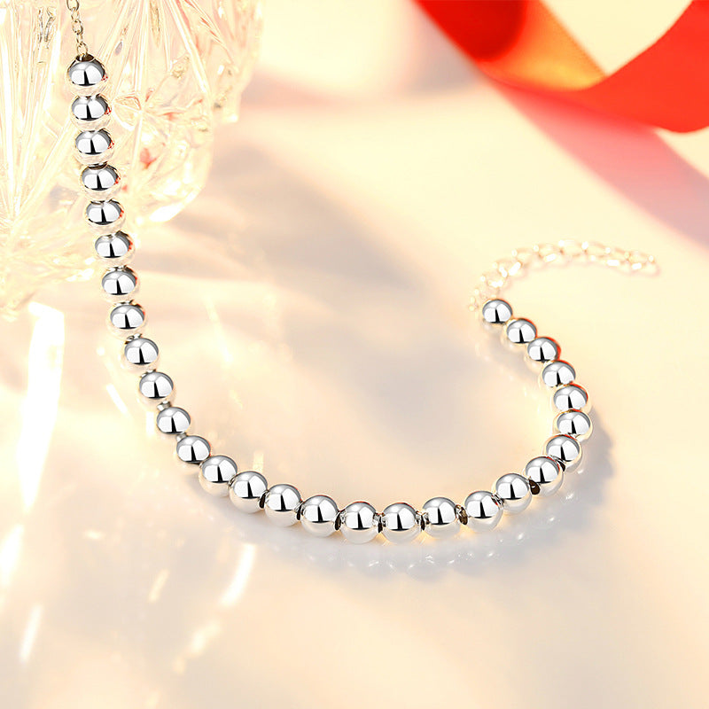 Sier Plated Beads Fashion Popular Stall Small Glossy Bracelet