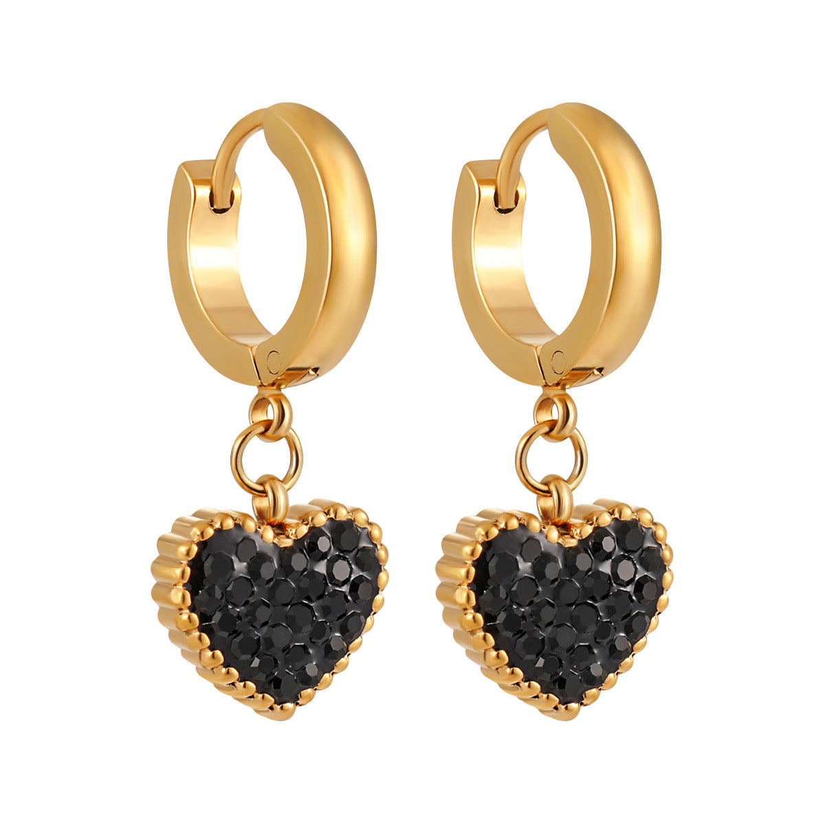 Fully Jeweled Loving Heart Heart-shaped Ear Clip Earrings