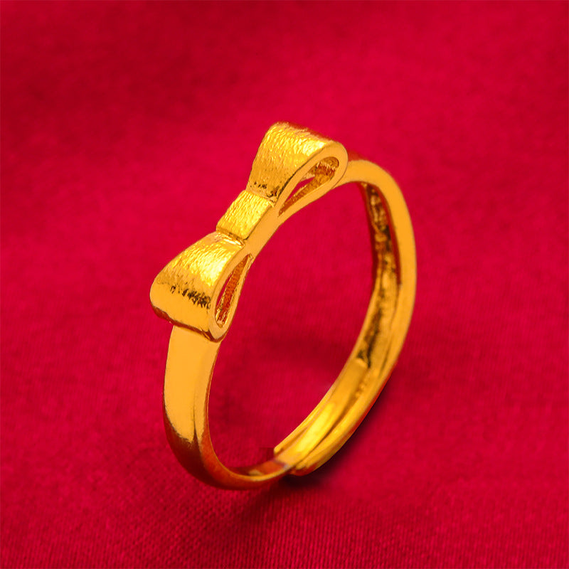 Women's Gold Bow Yellow Plated Style Sweet Rings