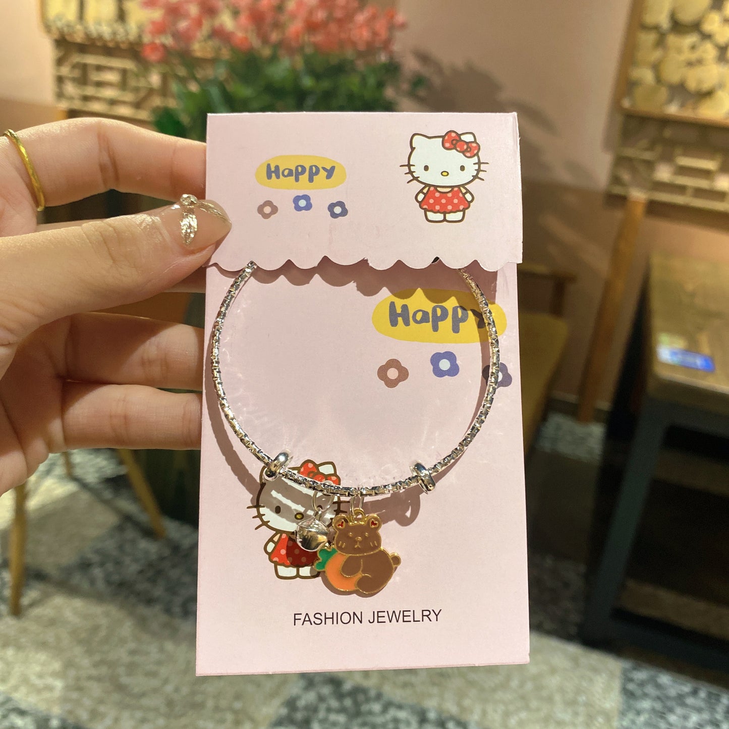 Card Bear Bell Cartoon Cute Small Bracelets