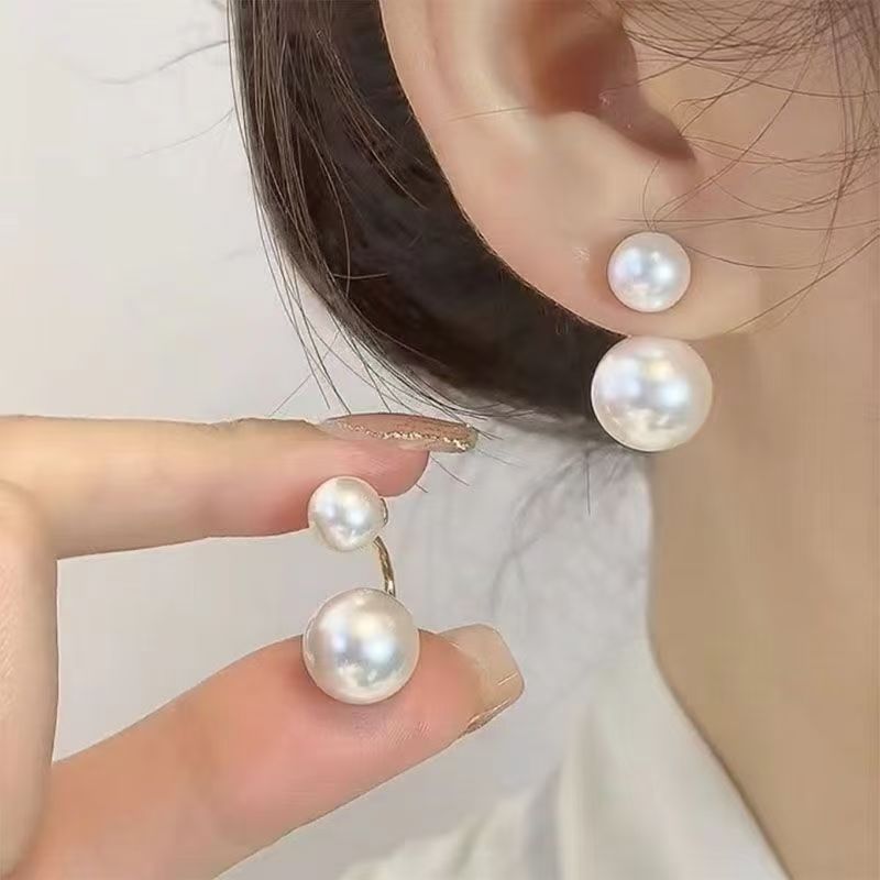 Fashion Large Small Pearls Female Temperament High Sense Retro Earrings