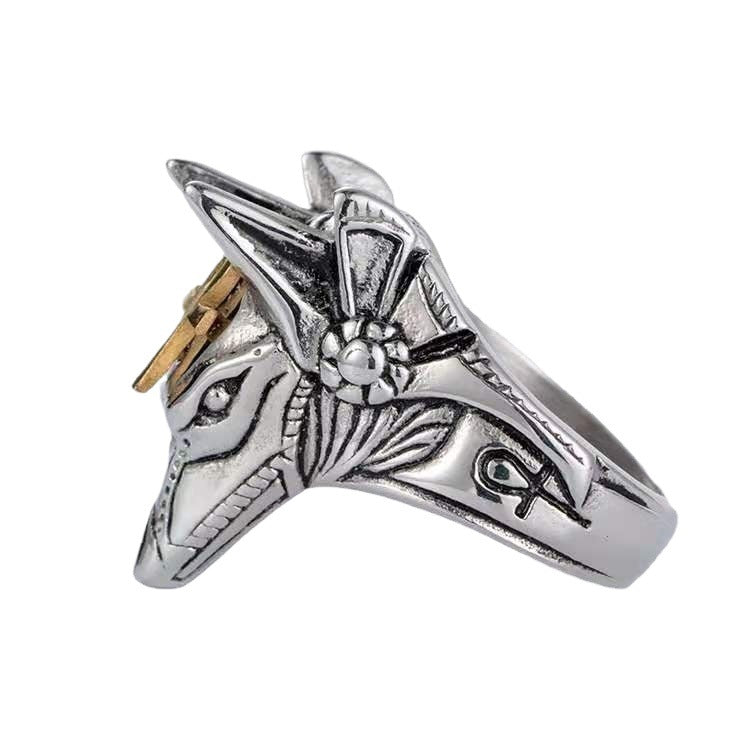 Sier Anubis Self-defense Broken Window Titanium Steel Ring