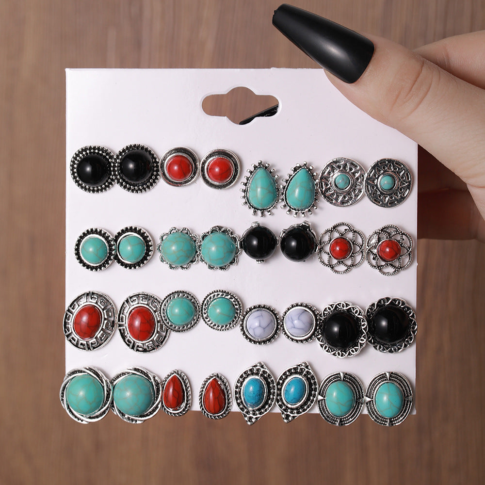 Ethnic Style Turquoise More Than Round Earrings