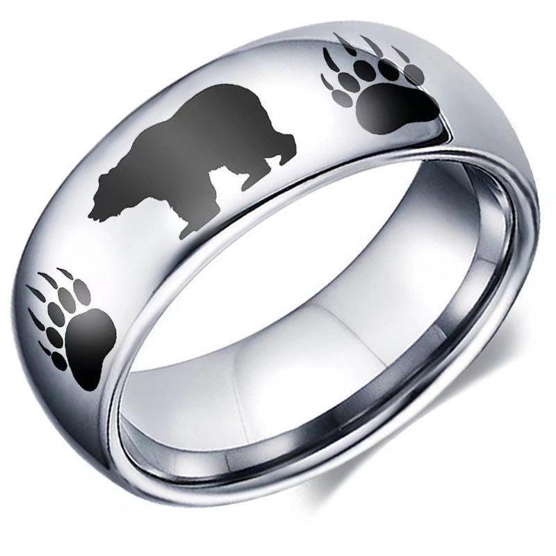 Men's Charming Cartoon Bear Stainless Steel Rings