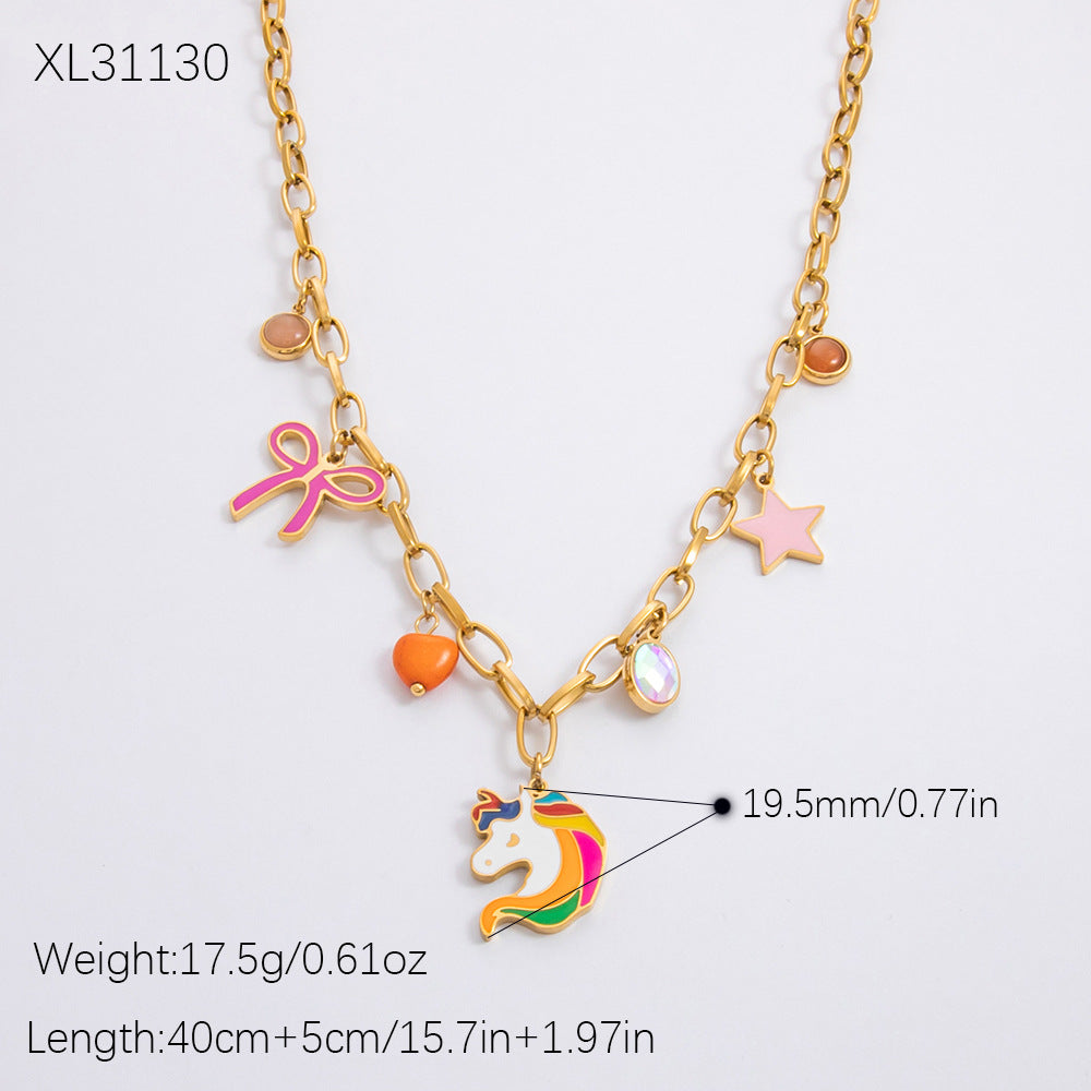 Butterfly Colorful Stainless Steel Cute Fashion Necklaces