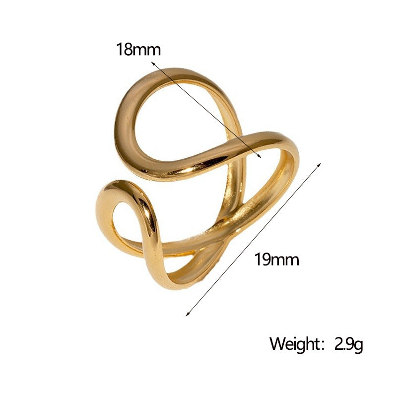 Stainless Steel Opening Adjustable Gold-plated Niche High-grade Rings