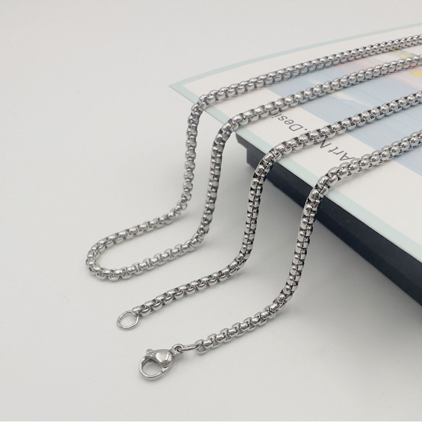 Steel Square Pearl Chain Sweater Jewelry Necklaces