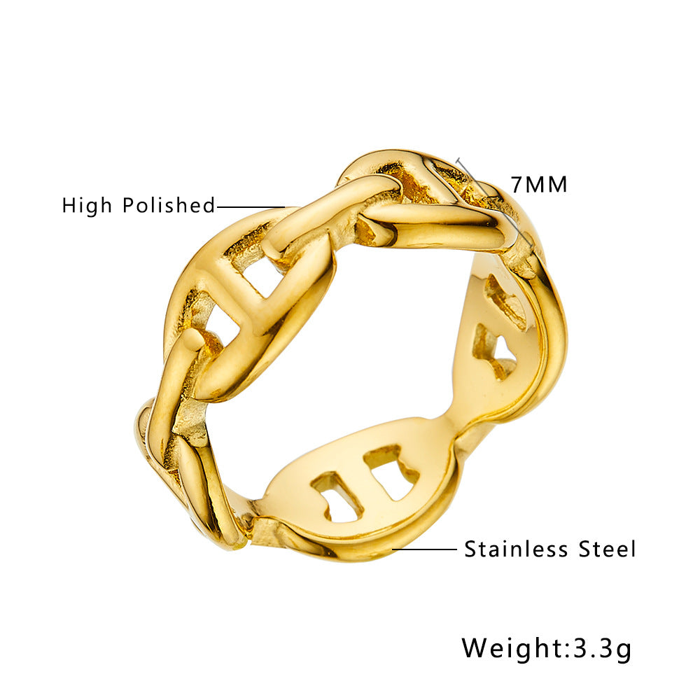 Fashion Chain Pig Nose Titanium Steel Rings