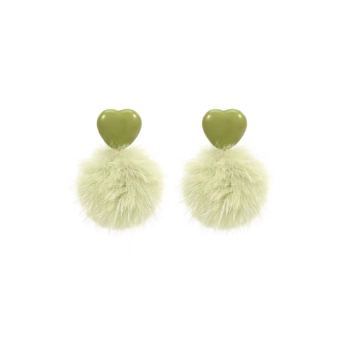 Purple Green Fur Ball Mink Plush Earrings