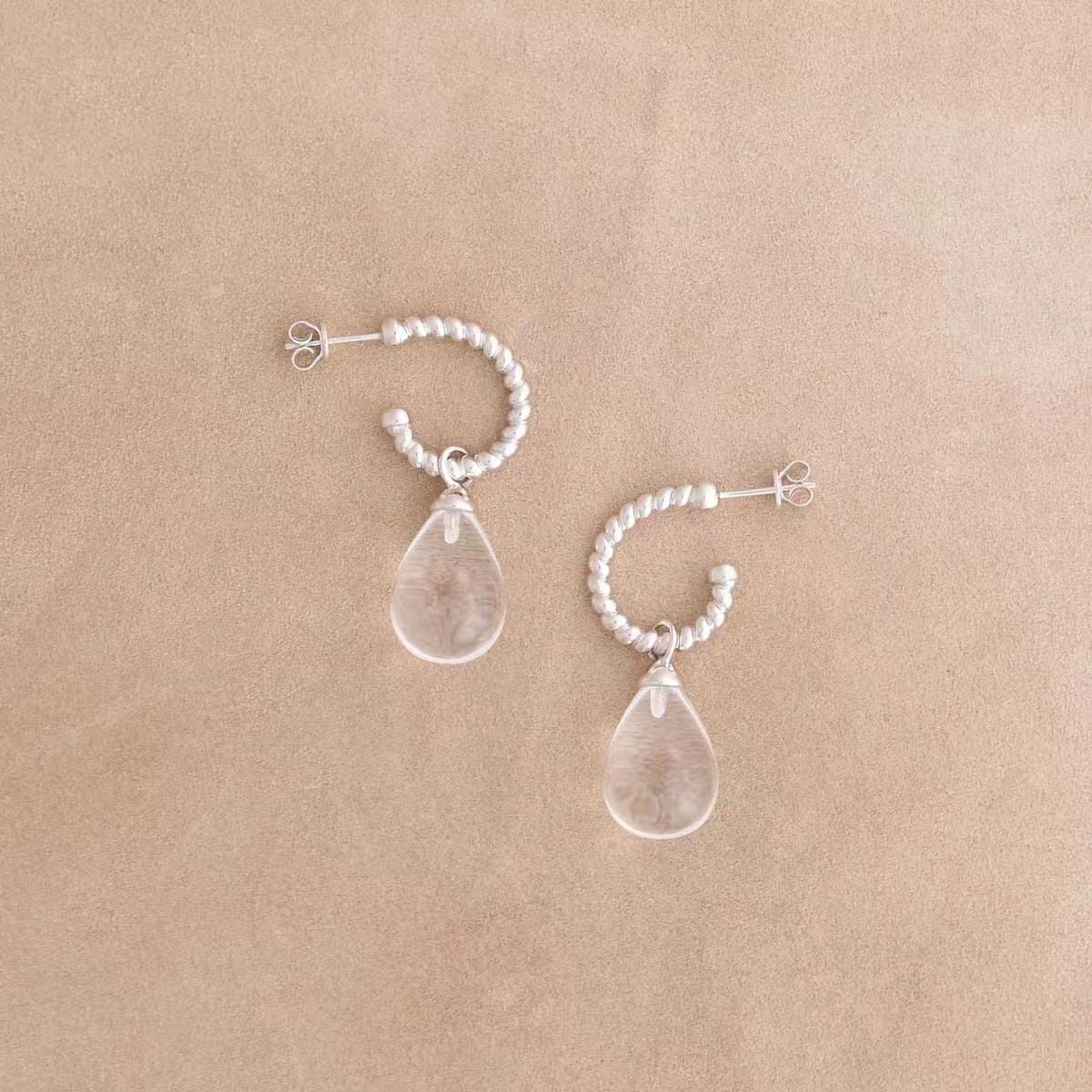 Sier Needle Opening Braided Light Luxury Minority Earrings