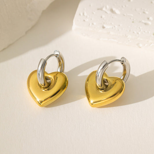 Color Love Heart Fat Peach Ear Clip Titanium Steel No Earrings