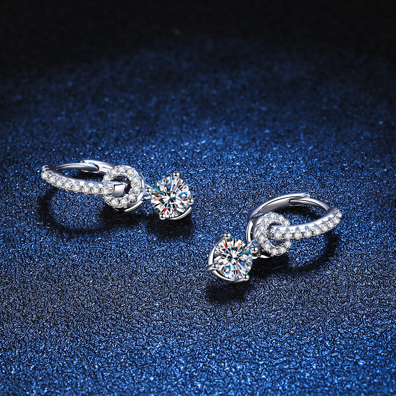 Women's Sterling Sier Eardrops Pair Of Moissanite For Earrings