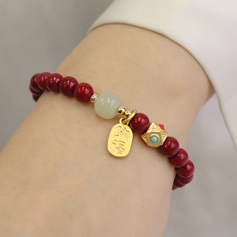 Cinnabar Red Beaded Stretch Design Girlfriends Bracelets