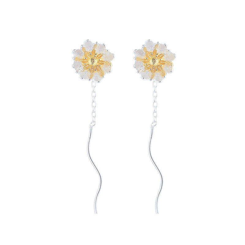 Korean Style Fresh Daisy Pastoral Elegant Trendy Earrings