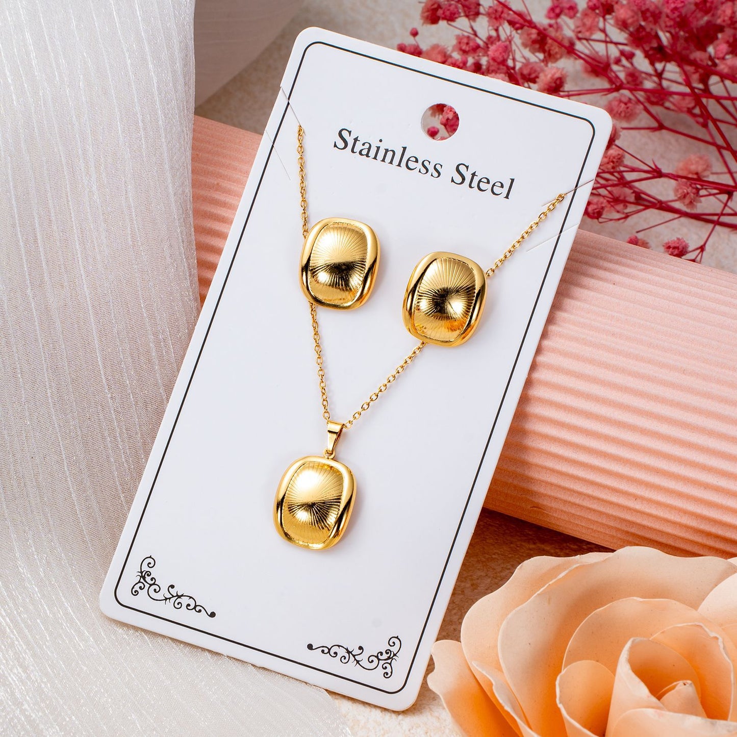 Series Stainless Steel Ear Light Luxury Jewelry Set