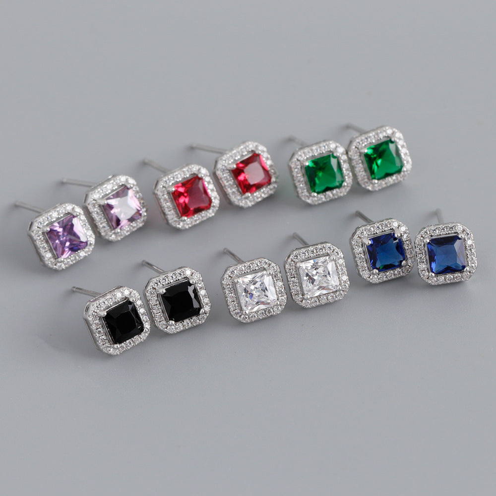 Square Zircon Sterling Sier With Diamonds Rings