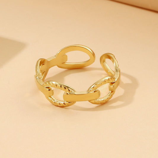 Chain Geometric Stainless Steel Cold Wind Rings