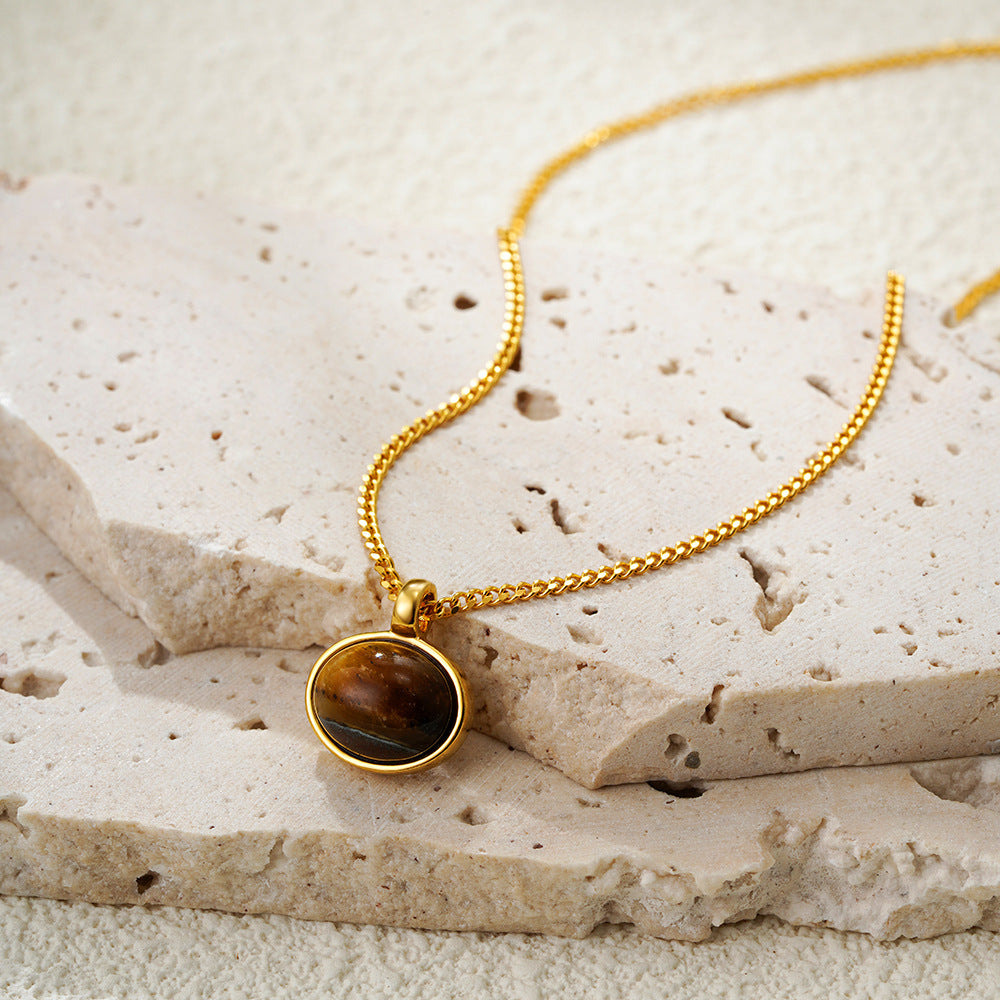 Oval Static Luxury Style Agate French Simplicity Necklaces