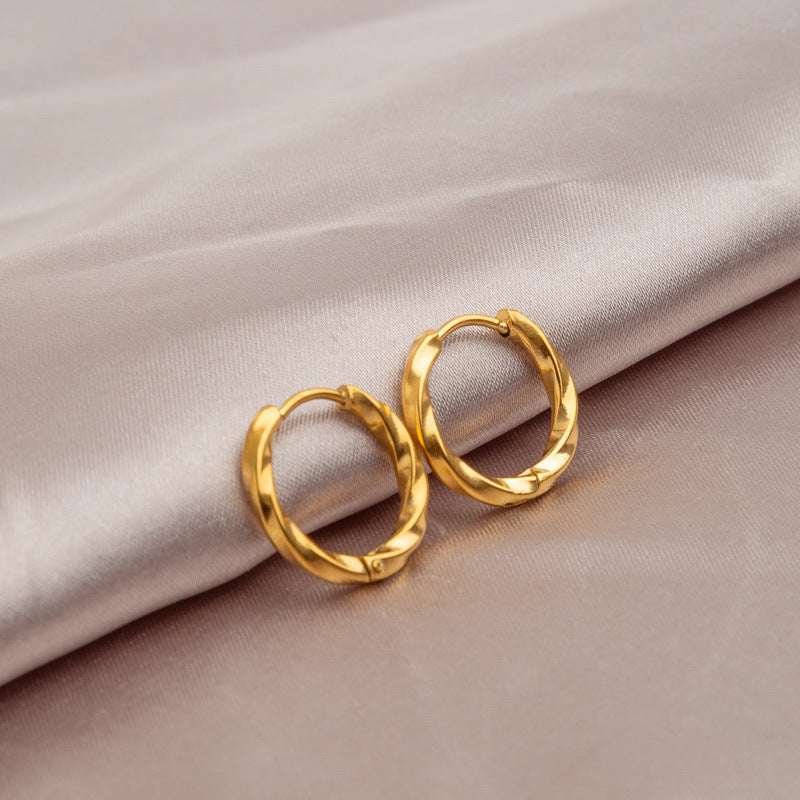 Women's Twist Titanium Steel Ear Clip Do Not Fade Cold Wind Earrings