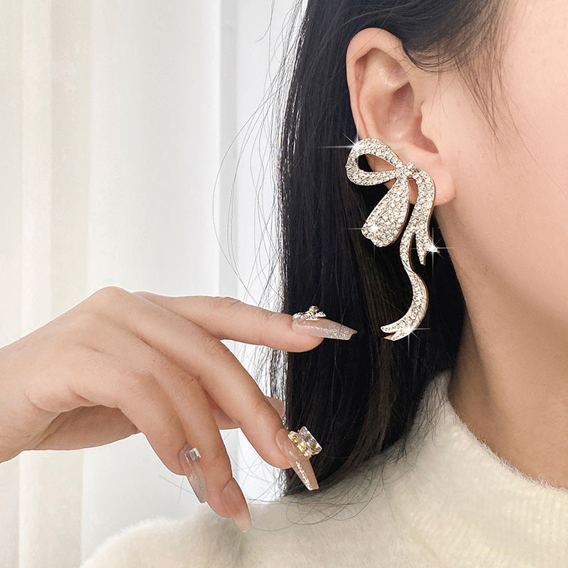 Korean Style Niche Design Butterfly Ribbon Light Luxury Full Earrings