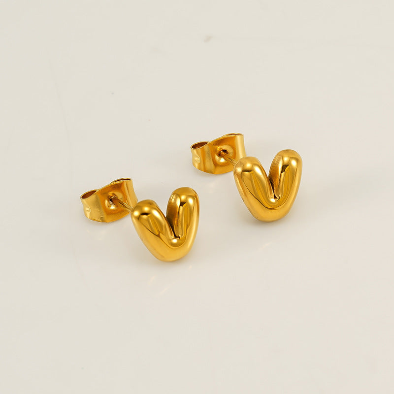 Women's Elegant Titanium Steel Stainless Gold-plated Mini Earrings