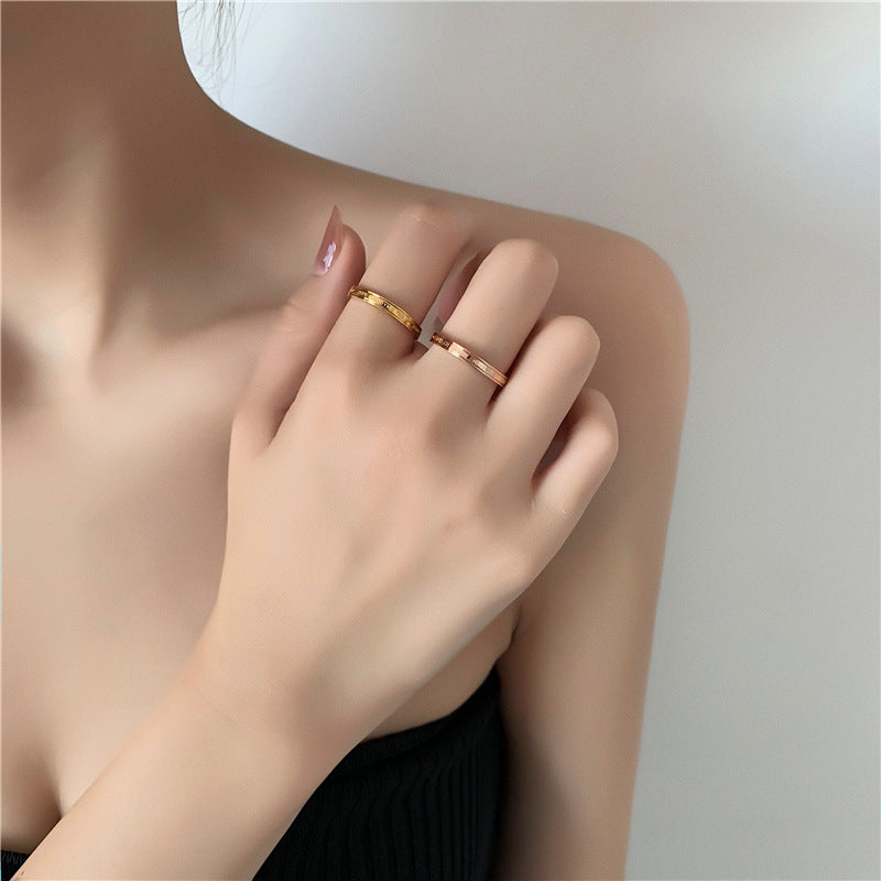 Female Fashion Temperament Titanium Steel Index Rings