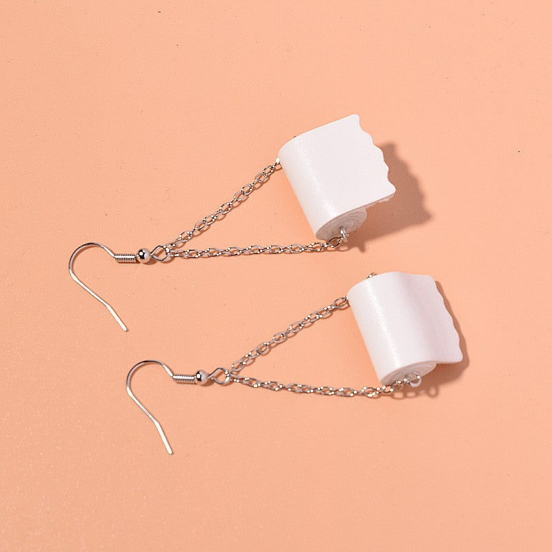 Creative Fun Simulation Toilet Web Paper Earrings