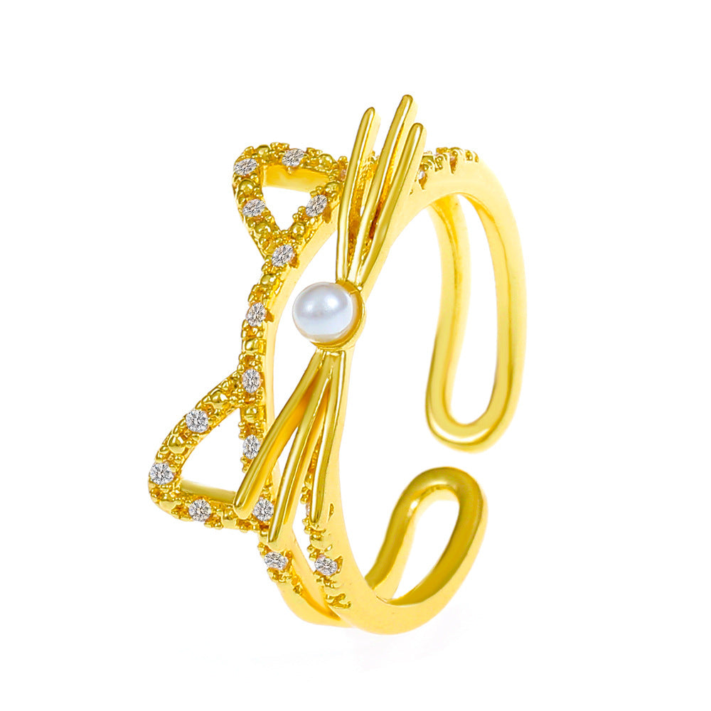 Women's Cat Design Fashion Personalized Opening Index Rings