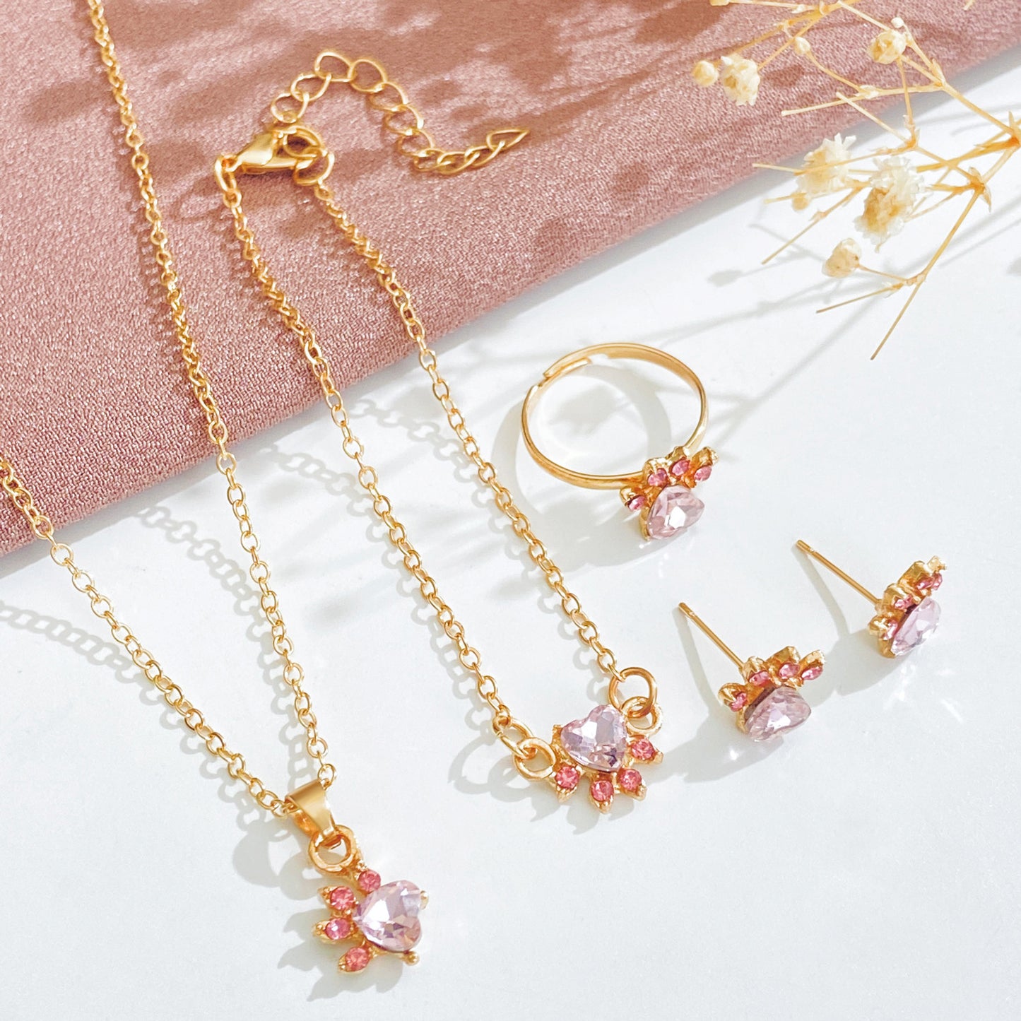 Women's Cute Cartoon Cat's Paw Ear Cat Jewelry Set