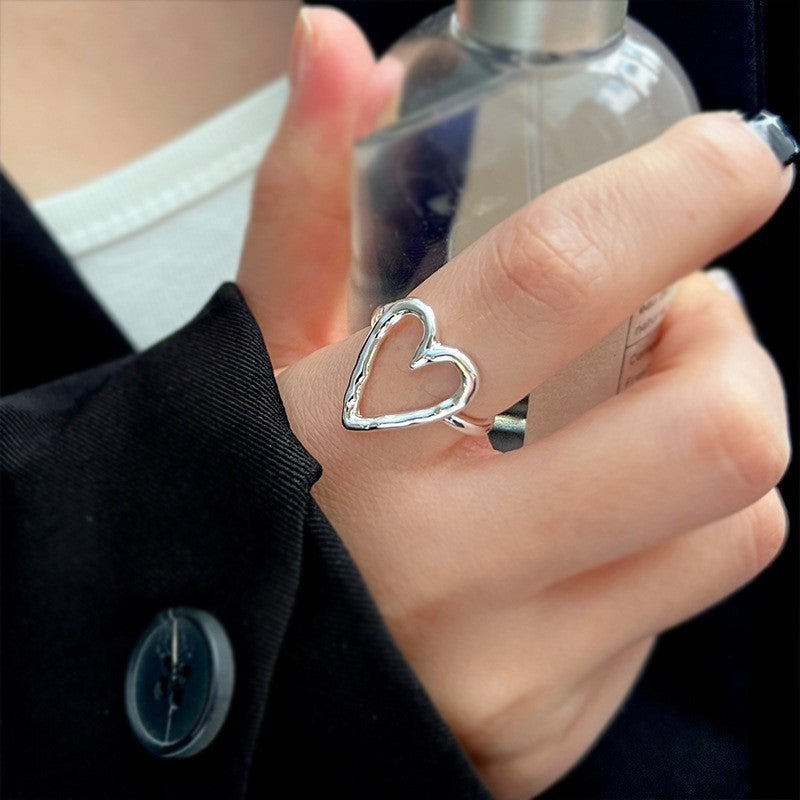 Simple Love Metal Female Light Luxury Minority Design Advanced Rings