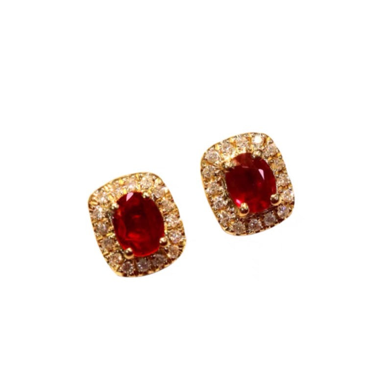 Red Classical Retro Gemstone Without Piercing Mosquito Coil Ear Earrings