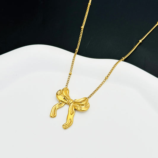 Stainless Steel Bow Jewelry Golden Suit Necklaces