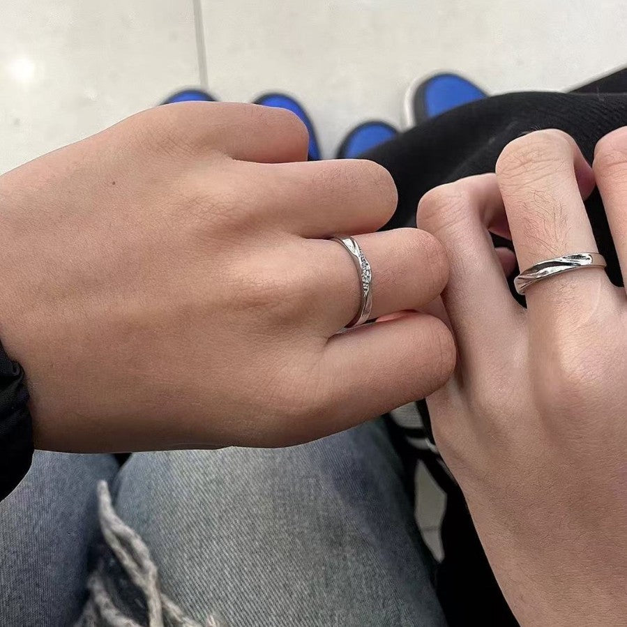 Mobius Strip Couple Minimalist Design Pair With Open Ring