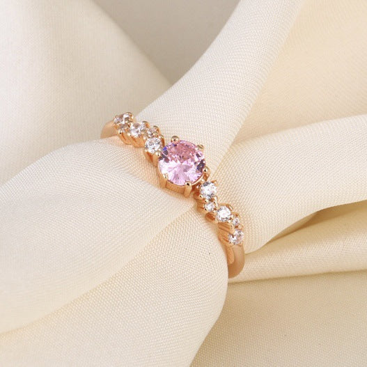 Women's Pink Diamond Open Light Luxury Fashion Rings