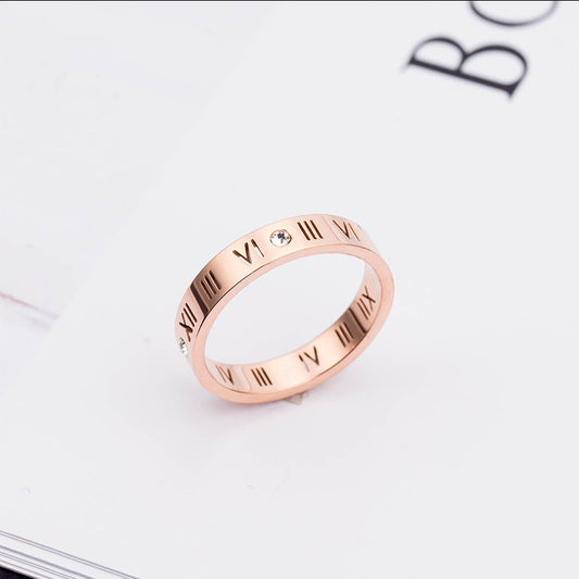 Roman Digital Titanium Steel Fashionable Rose Rings
