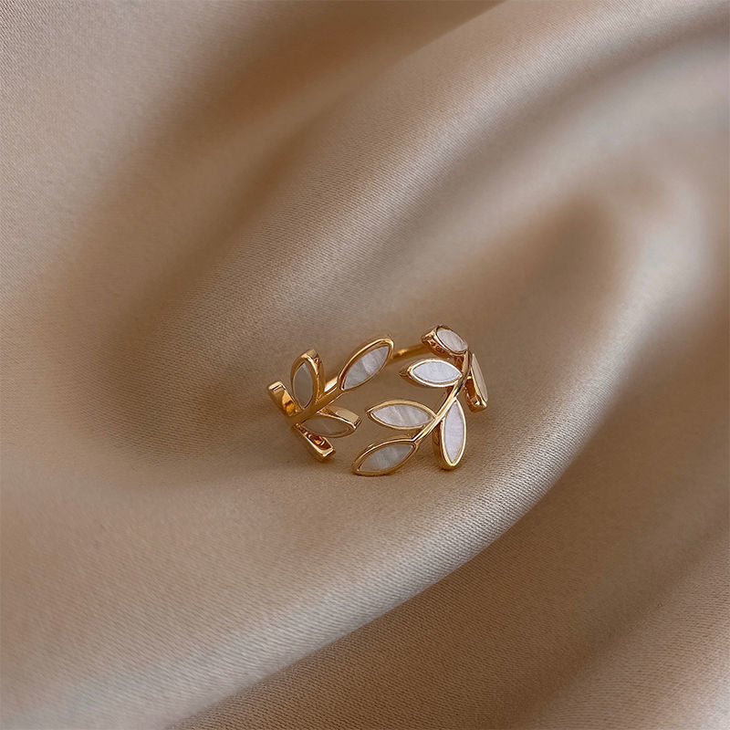 Simple Elegant Leaf Fashionable Open Adjustable Rings