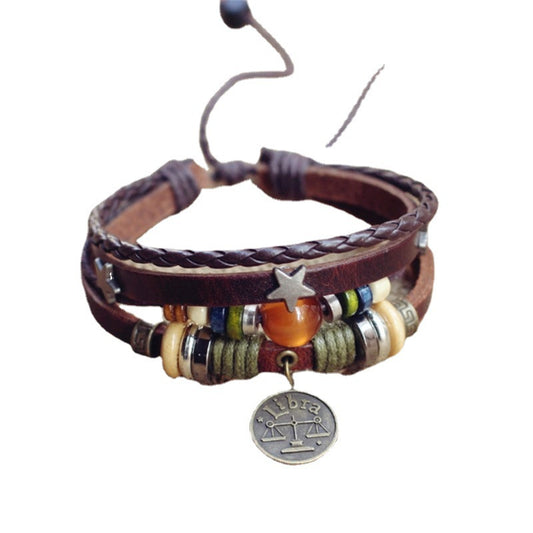 Women's & Men's Constellation Red Agate Punk Vintage Rivet Bracelets