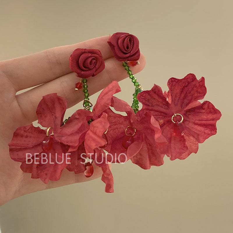 Women's Series Flower Vacation Style Niche High-grade Earrings