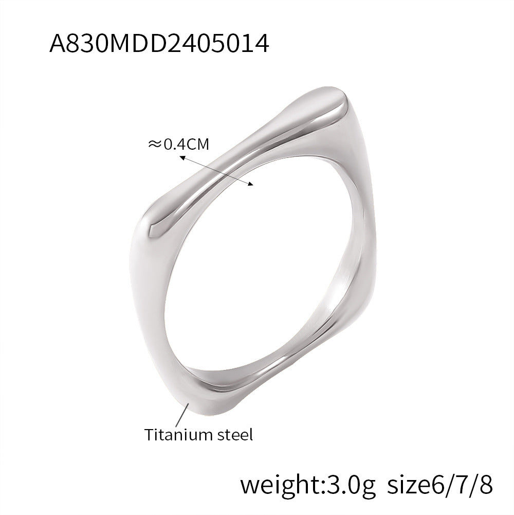 Temperament Inlaid Zircon Titanium Steel Gold Rings