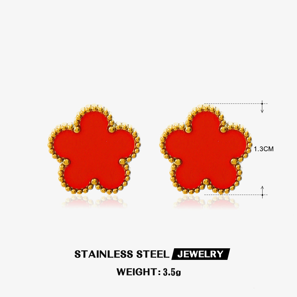 Steel Flower Ear Simple Popular Color Jewelry Set