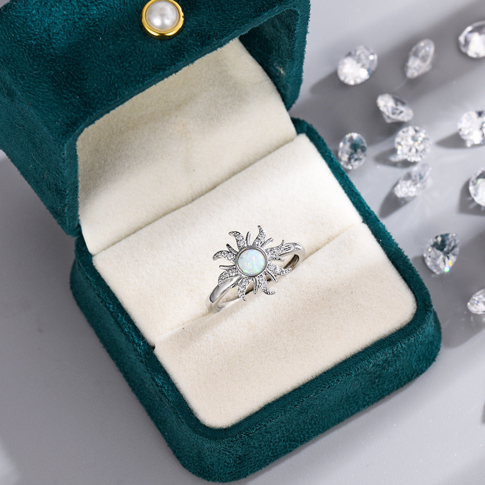 Inlaid Real Opal Dopamine Barbie Micro Ring
