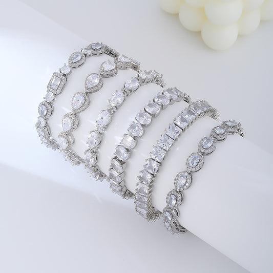 Personality Geometry Rhinestone Retro Simple Copper Bracelet