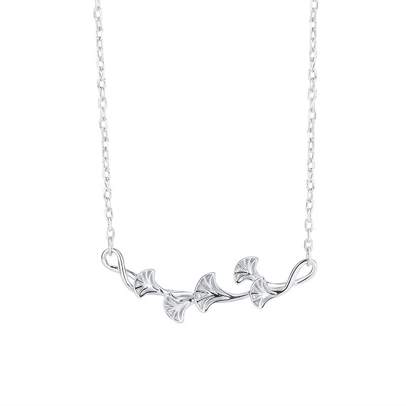 Women's Sterling Sier Three-life Apricot Korean Fashionable Fresh Necklaces