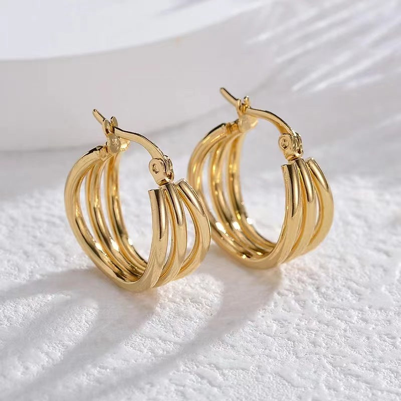 Style Fashion Titanium Steel Circle Light Earrings