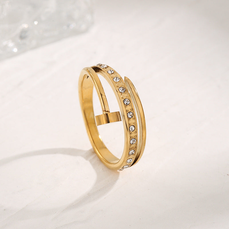 Titanium Steel Female Geometric Design Popular Rings