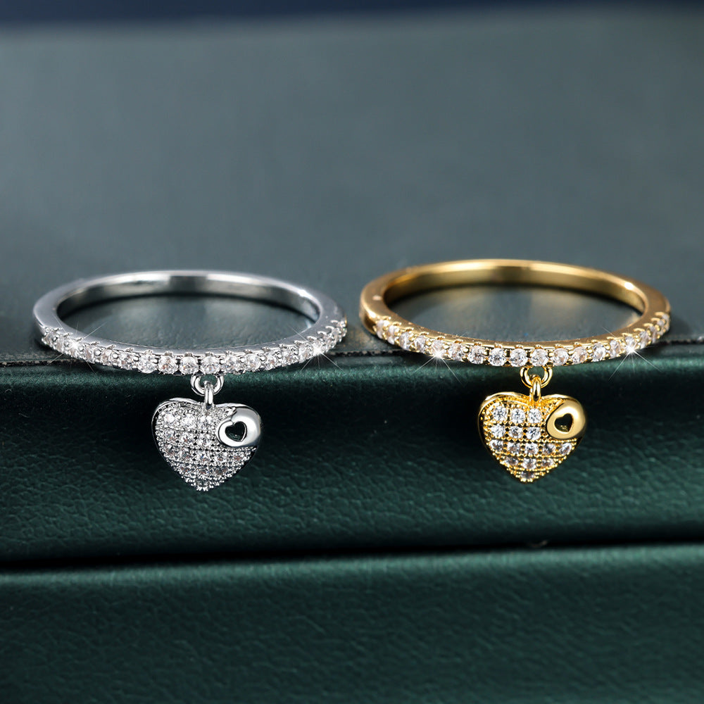 White Diamond Heart-shaped Personality Simple Light Luxury Ring