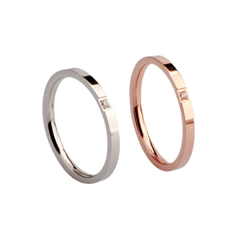 Women's & Men's Rhinestone Rose Gold Micro Inlaid With Rings