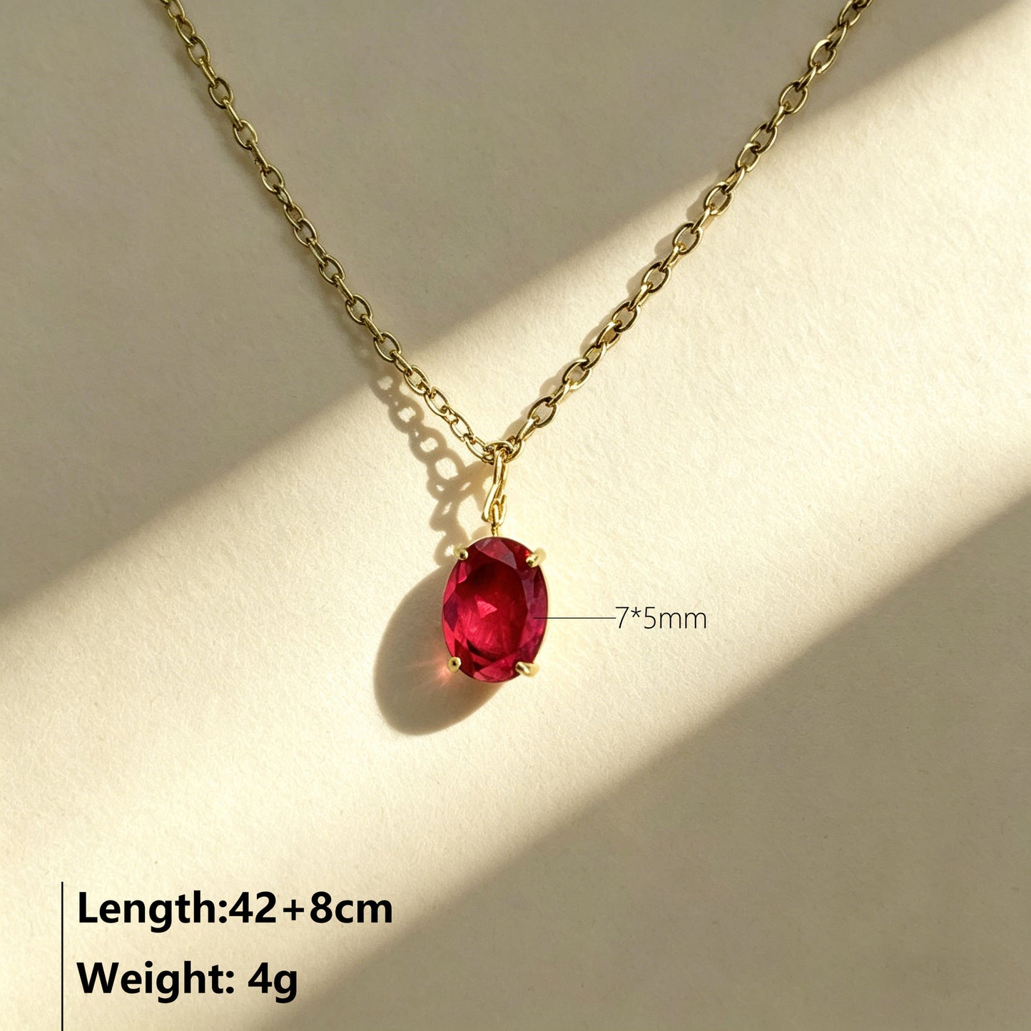 Women's Colorful Crystals Oval Zircon Stainless Steel Gold-plated Collarbone Pendant