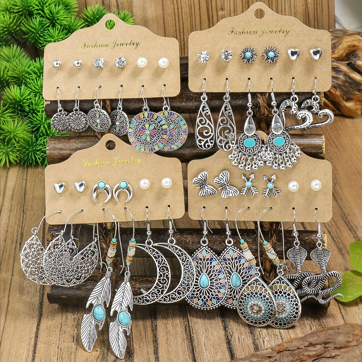 Ethnic Style Bohemian Eardrops Combination Drop-shaped Earrings