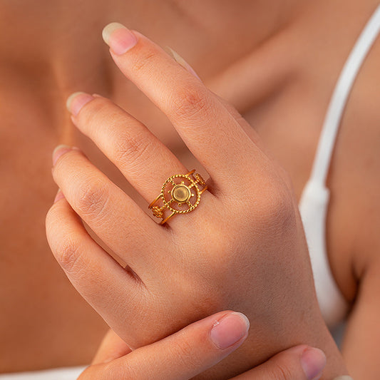 Leaf Love Polka Dot Knotted Titanium Rings